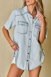 SALE - Margie Light Wash Denim Top | Size XL