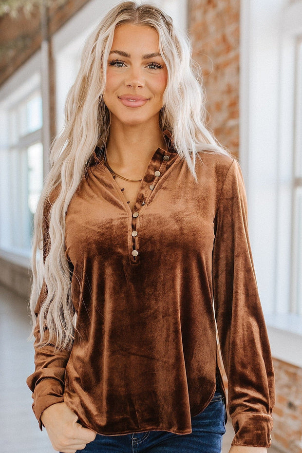 Marjorie Long Sleeve Velvet Blouse | DROPSHIP