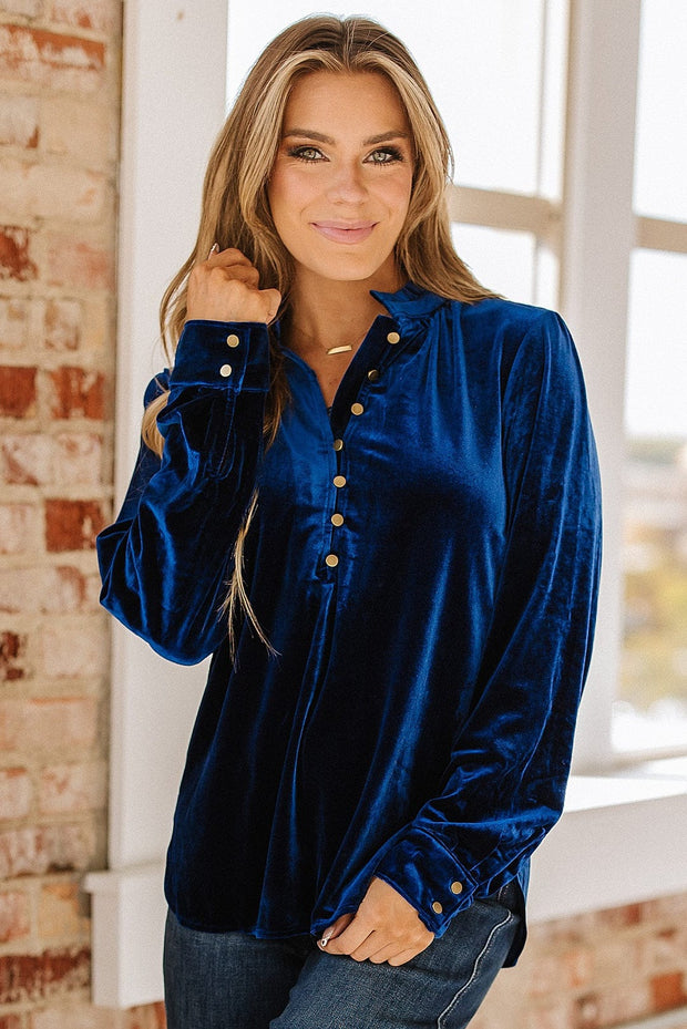 Marjorie Long Sleeve Velvet Blouse | DROPSHIP