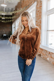 Marjorie Long Sleeve Velvet Blouse | S-2XL