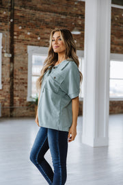 Mateo Half Buttoned Collared Blouse | S-XL