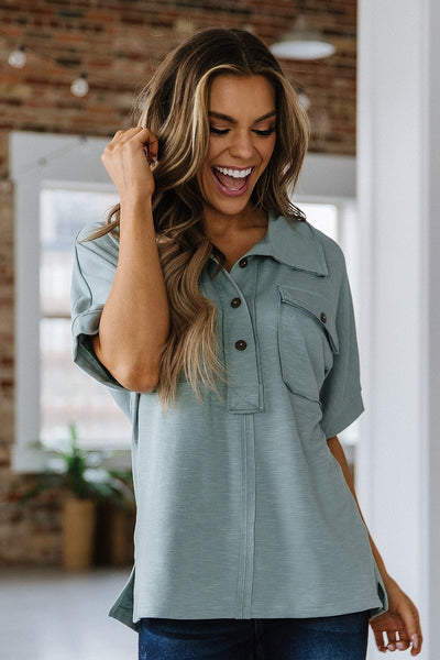 SALE - Mateo Half Buttoned Collared Blouse | S-XL