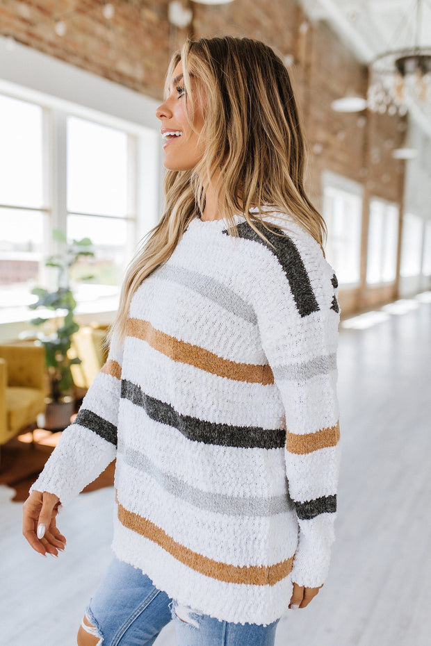 SALE - Mckinley Striped Popcorn Sweater | Size XL