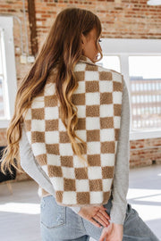 Meg Checkered Sherpa Collared Vest