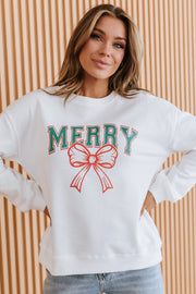 Merry Bow Print Christmas Sweatshirt | DROPSHIP