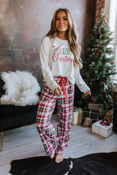 Merry Christmas Plaid Pajama Set | S-XL