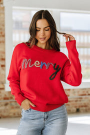 SALE - Merry Tinsel Letter Sweater | Size Small