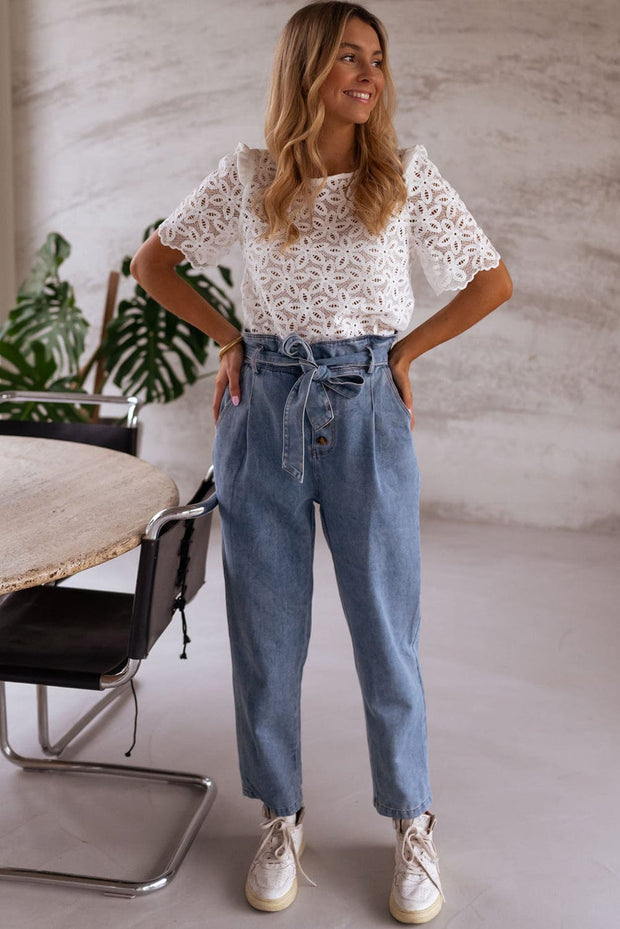 Mikael Embroidered Hollowed Blouse | S-XL