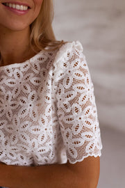 Mikael Embroidered Hollowed Blouse | S-XL