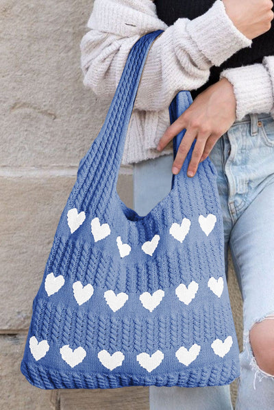 Mikell Heart Knit Tote Bag