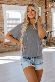 Mindy Ribbed Oversized Top | S-XL