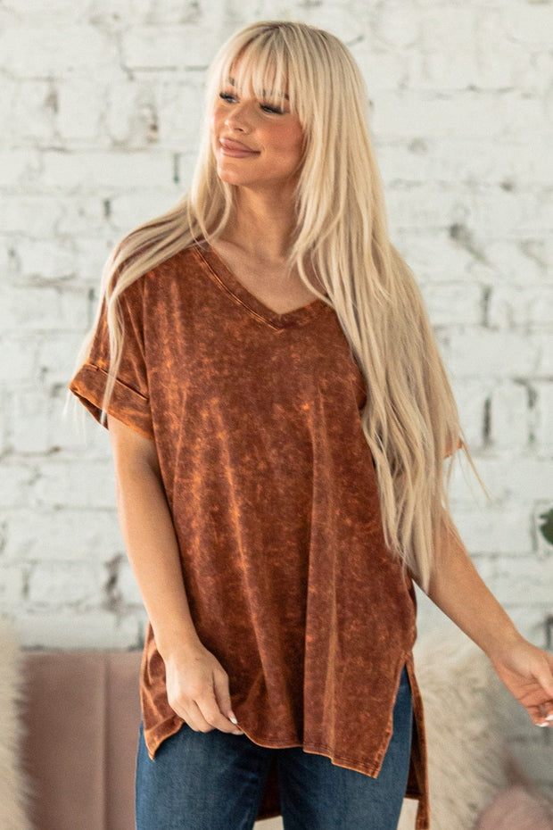 Mineral Washed V-Neck Tunic S-XL