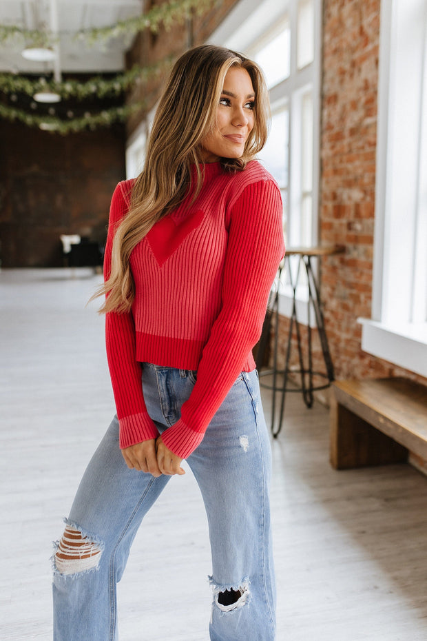 Monroe Ribbed Heart Sweater | S-XL