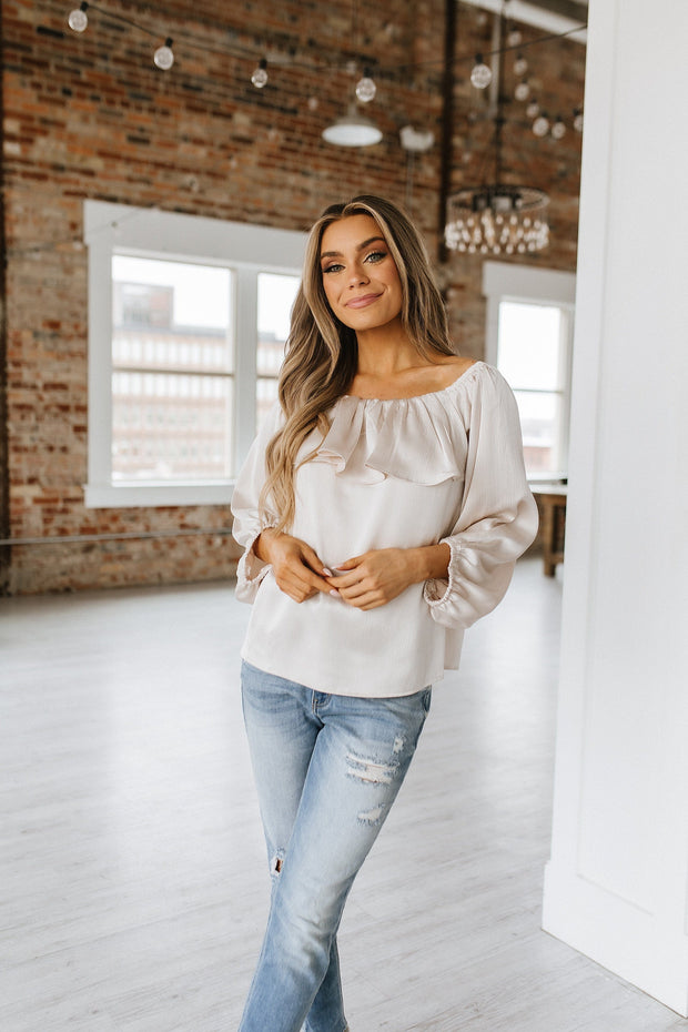 SALE - Nia Ruffle Off Shoulder Blouse | Size Small