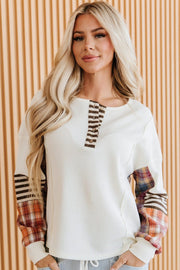 Novalie Patchwork Henley Top | DROPSHIP