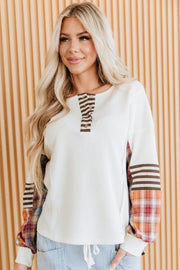 Novalie Patchwork Henley Top | DROPSHIP