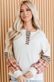 Novalie Patchwork Henley Top | DROPSHIP