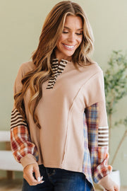 Novalie Patchwork Henley Top | DROPSHIP