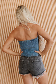 SALE - Odessa Bow Front Denim Tube Top