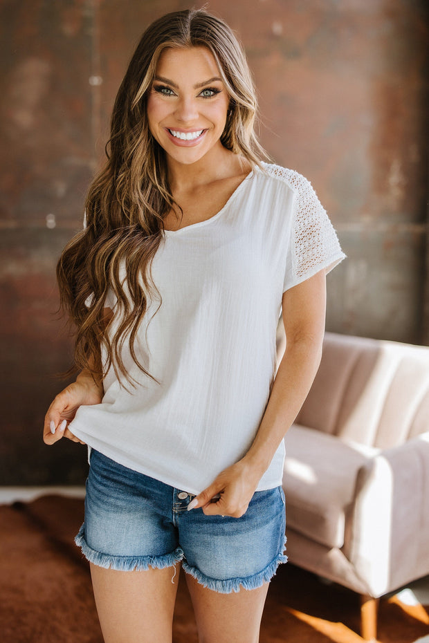 SALE - Oliver Crochet Button Back Blouse