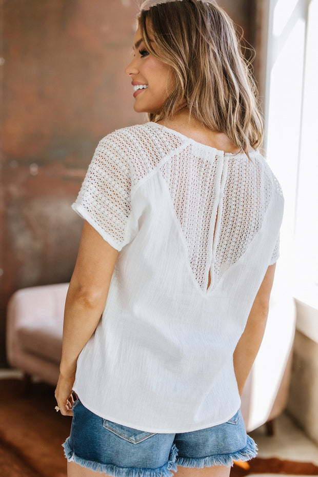 SALE - Oliver Crochet Button Back Blouse