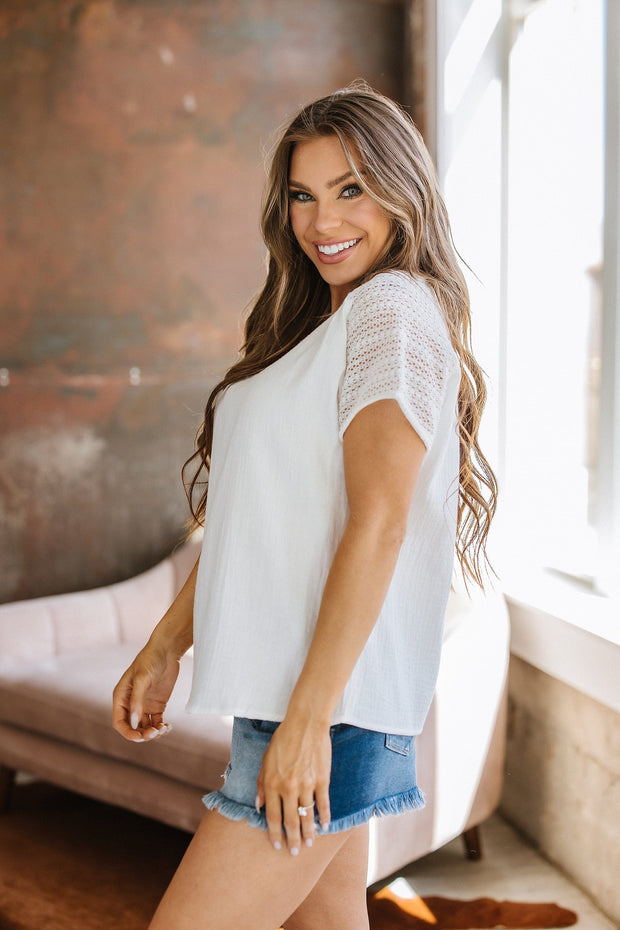 SALE - Oliver Crochet Button Back Blouse