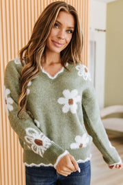 Ophelia Floral Scalloped Sweater