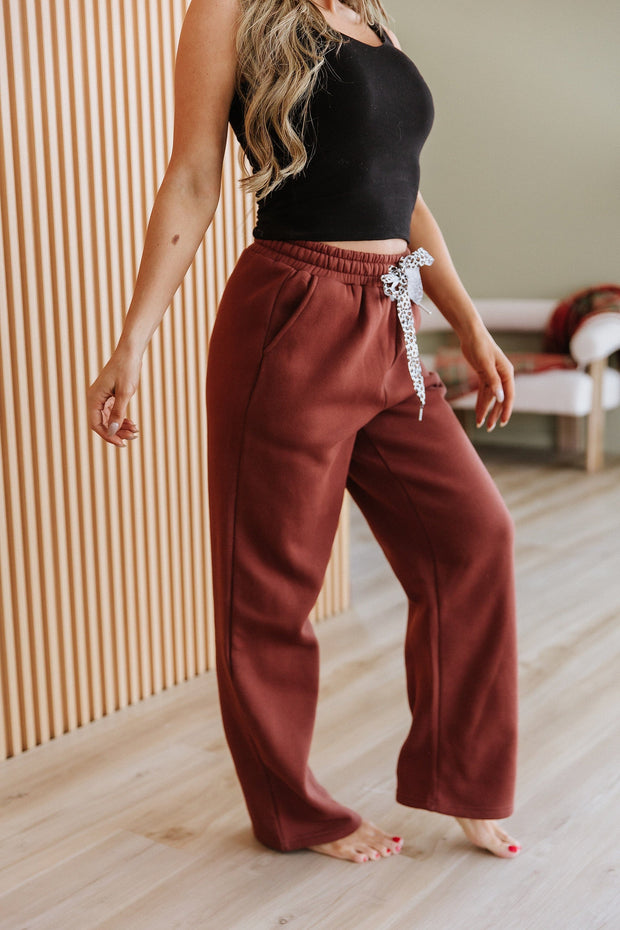 Pheobe Leopard Drawstring Fleece Pants | DROPSHIP