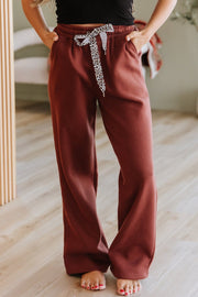 Pheobe Leopard Drawstring Fleece Pants | DROPSHIP