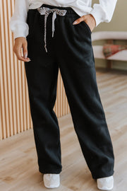 Pheobe Leopard Drawstring Fleece Pants | DROPSHIP