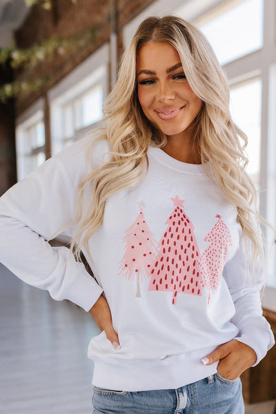 Pink Christmas Tree Sweatshirt | S-2XL