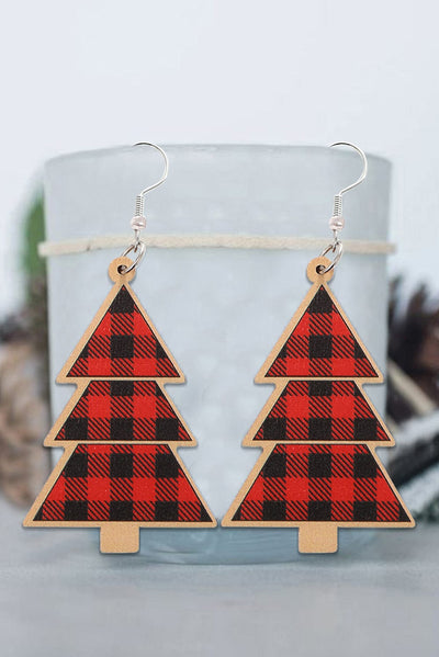 Plaid Christmas Tree Dangle Earrings