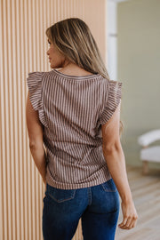 SALE - Priscilla Striped Ruffle Top
