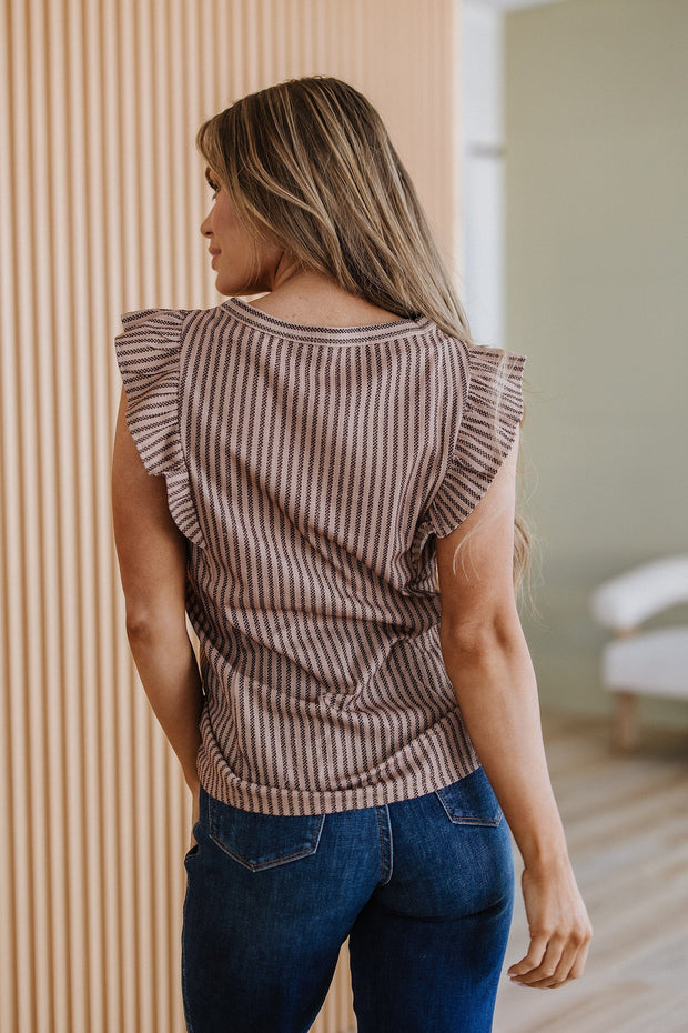 SALE - Priscilla Striped Ruffle Top