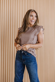 SALE - Priscilla Striped Ruffle Top