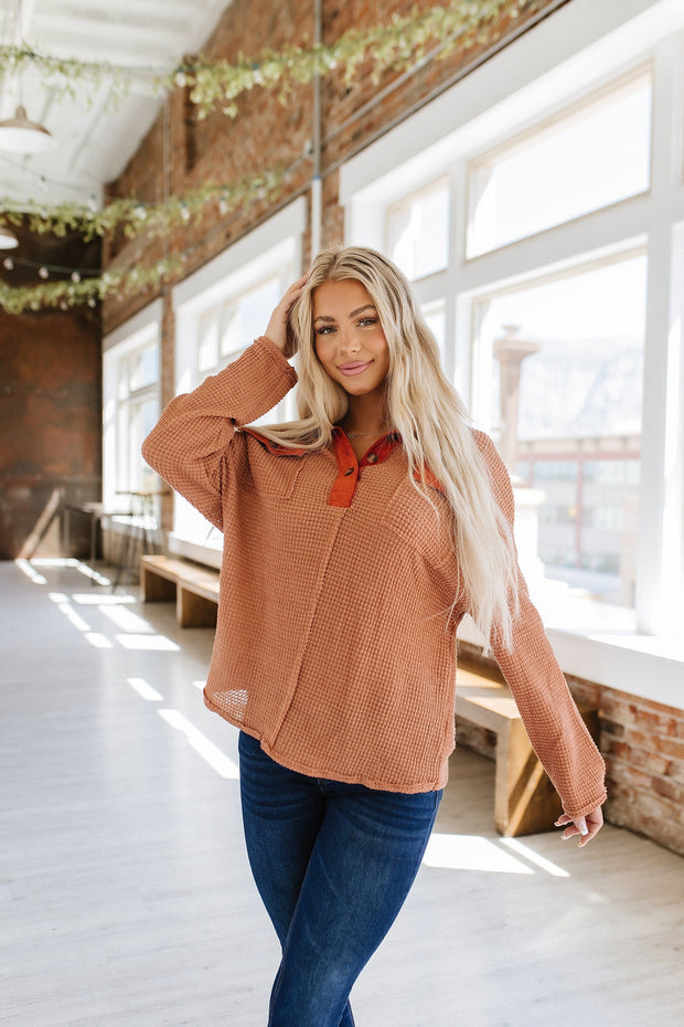 Reese Waffle Knit Button Up S-XL