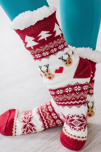 Red Reindeer Socks