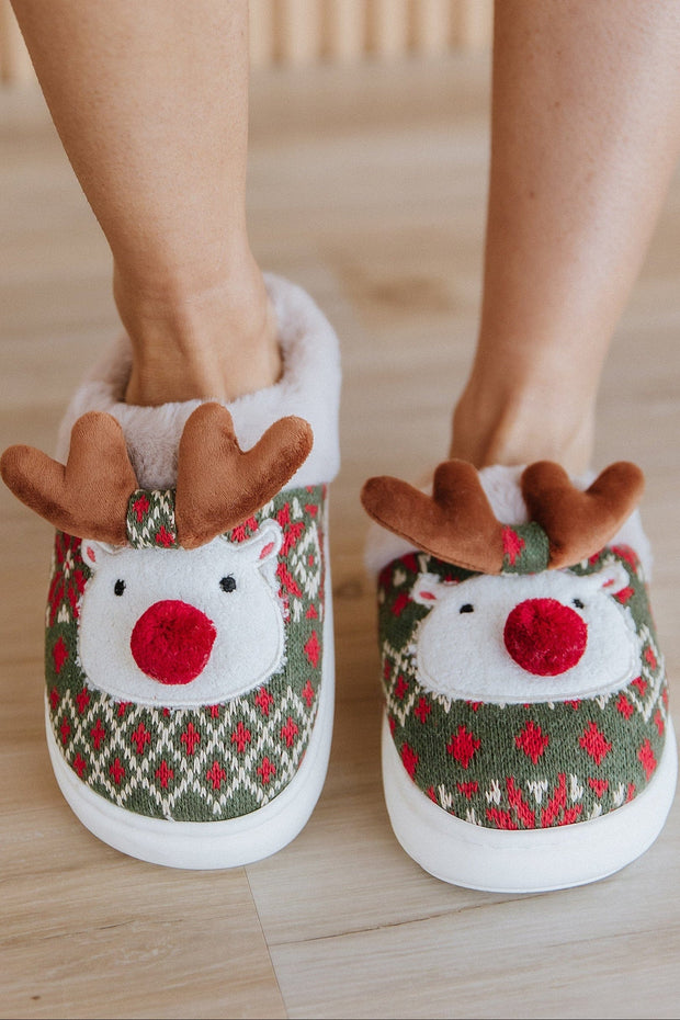 Reindeer Plush Home Slippers | DROPSHIP