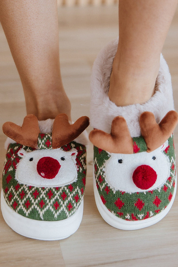 Reindeer Plush Home Slippers | DROPSHIP
