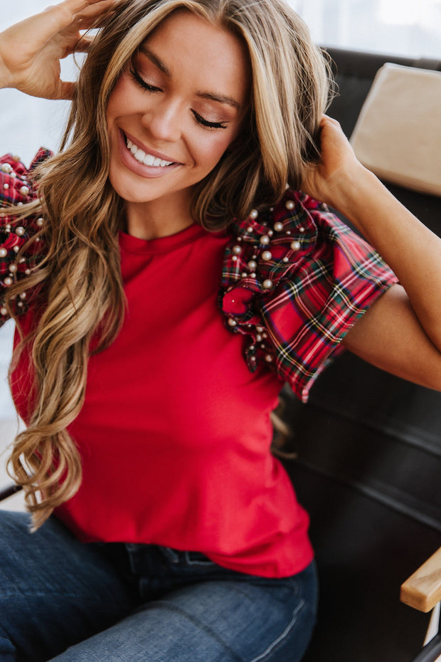 Remmy Pearl Ruffle Sleeve Blouse | DROPSHIP