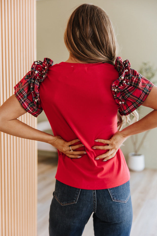 Remmy Pearl Ruffle Sleeve Blouse | DROPSHIP