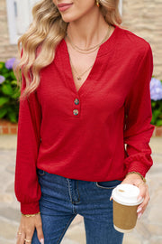 Renee V-Neck Long Sleeve Blouse | DROPSHIP
