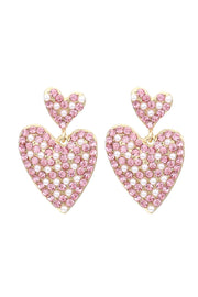 Rhinestone Pearl Heart Earrings