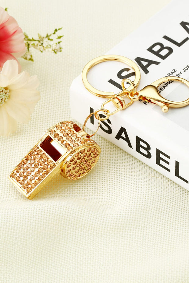 Rhinestone Whistle Pendant Key Chain