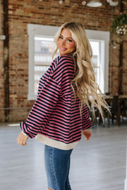 Rhonda Striped Oversized Pullover | S-XL