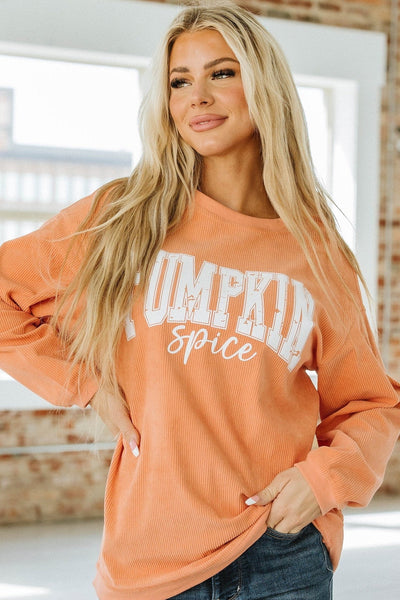 SALE - Ribbed Pumpkin Spice Graphic Sweatshirt | S-XL