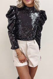 Ridley Sequin Puff Sleeve Top