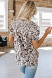 Rocky Leopard Print Puff Sleeve Blouse | S-XL