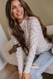 Rory Checkered Mesh Top