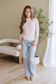 Rory Checkered Mesh Top